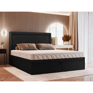 VALLH Polsterbett Bett 200x220 mit bettkasten Schwarz Samt - Kontinentalbett mit lattenrost (Hanna Piano 17) - Schwarz