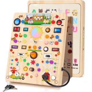 Montessori Spielzeug Busy Board ab 1 Jahr Activity Board aus Holz-Bauernhof