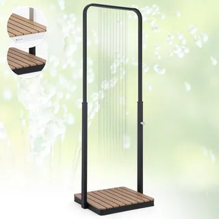 Gartendusche Bodenplatte Holzoptik Außendusche Sauna Camping Bogendusche eckig