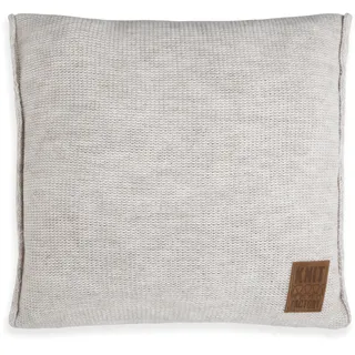 KNIT FACTORY - Uni Kissen - Beige - 50x50 cm | Sofakissen mit Füllung und Bezug - Couchkissen - Zierkissen - Gestrickter Dekokissen - Zeitloses Design