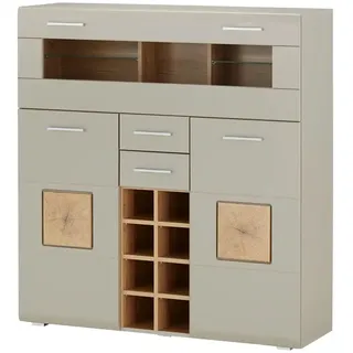 Möbel Kraft Highboard 120 x 129 x 37 cm Grau