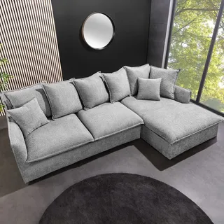riess-ambiente Großes Ecksofa HEAVEN 255cm grau Bouclé Federkern Hussensofa Eckcouch Couch Sofa - Grau