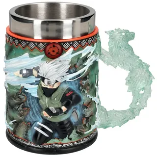 Figuren Shop GmbH Bierkrug Naruto Krug – Kakashi Raikiri Tasse Bierkrug Anime Deko 600 ml 15 cm, Kunststein (Polyresin), Edelstahl