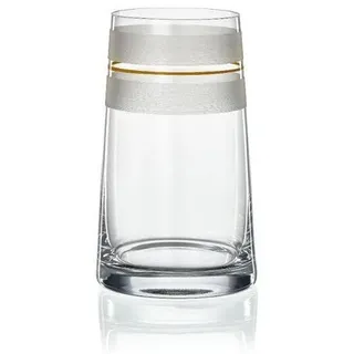Crystalex Tischvase Vase Dekovase Kristallvase Stripes rot, gelb, blau oder grün 180 mm (1 St., 1 Vase), Kristallglas, handbemalt gelb|weiß