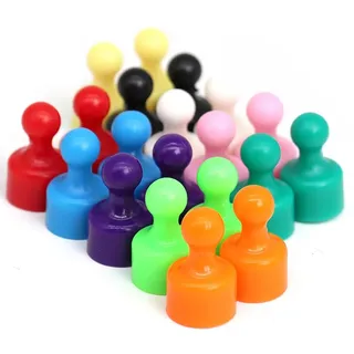 THQAE 20 Stück 10 Farben Kühlschrankmagnete, Neodym Magnete extra stark, 12 x 20mm, Mini-Magnete mit Aufbewahrungsbox für Magnettafel, Kegelmagnete, Stecktafel, Pinnwand, Whiteboard und Büro