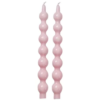 RICE Geschwungene Kerzen 2er Pack, 30 cm, rosa