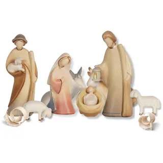 Akantus Krippe Krippenfiguren aus Holz: 8-teiliges Krippenfiguren Set (bemalt), holzgeschnitzt, handbemalt, Ahornholz, Made in Südtirol 10 cm