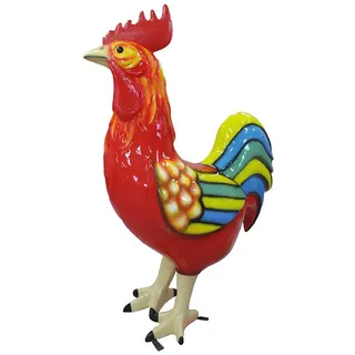 Xlmoebel Skulptur Lebensgroße Hahn Figur aus hochwertigem Material für den Garten (Skulptur), Hergestellt in Europa rot