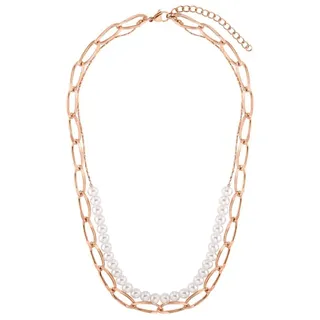 Steel_Art Layering Halskette Damen mit Perle Jette rose goldfarben in rosegoldfarben | Gr.: onesize