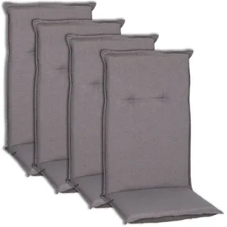 NYVI Hochlehnerauflage Hochlehner Auflagen 4er Set Piemont 118x46cm mit 8cm Komfortpolster, (4 St), Auflage für Gartenstühle, UV-Fest, mit Befestigungsband, Atmungsaktiv grau