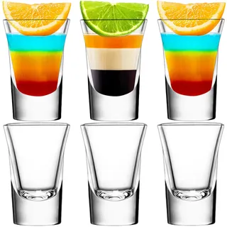 SuproBarware 6er Schnapsgläser 35ml/3.5cl, Shotgläser, Shot Gläser für Tequila, Wodka, Ouzo, Likör etc. Idee für Party. Spülmaschinenfest.Transparent...