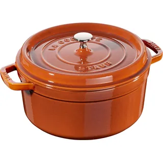 STAUB Cocotte, Gusseisen Bräter, Alle Herdarten inkl Induktion, Rund, 26 cm, 5,0 L, Zimt-Orange