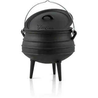 BBQ-Toro Potjie | Gusseisen Hexenkessel Potjie #4, ca. 13 Liter | Guss Topf mit Füßen | Südafrikanischer Dutch Oven | Kochtopf für offenes Feuer, Gusseisen Schmortopf mit Deckel | Fleischtopf