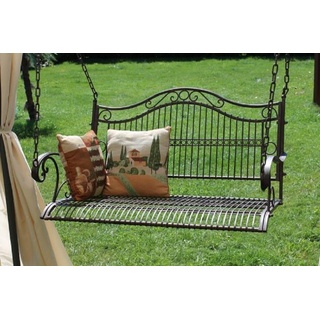 DanDiBo Hollywoodschaukel Hängebank Metall Garten 82505 Schaukel mit Ketten Gartenschaukel Baumschaukel Bank Hollywoodschaukel Schaukelbank braun