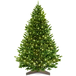 ArtiTree Künstlicher Weihnachtsbaum 210 cm – 100 % Spritzguss Nordfichte mit LED | Premium Tannenbaum naturgetreu inkl. FSC-Holzständer & Aufbewahrungstasche