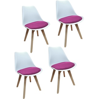 HTI-Living, Stühle, Stuhl Atlanta Weiß, Webstoff Pink