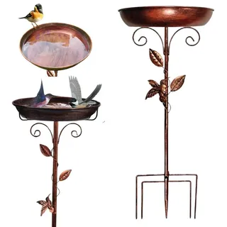 Elegante gusseiserne Vogeltränke mit Ständer – schwarze Gartendeko und Futterschale für Garten, Terrasse und Balkon