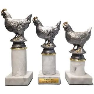 Huhn & Henne Pokal - Kleintierzucht Award - Resin Goldkamm - Marmor Wei&