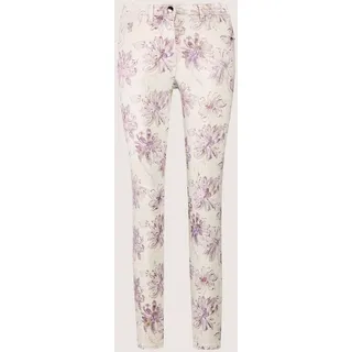 Madeleine Chinos Schlanke Hose mit Unikat-Print Wollweiß 40