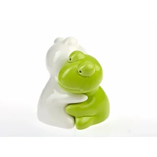 By Bers Salzstreuer Kuh Frosch Eier Elefant Glücksschwein Salzstreuer Keramik, (Eier Frösche Kühe Elefanten Glücksschwein Salzstreuer), hochwertige Handarbeit grün
