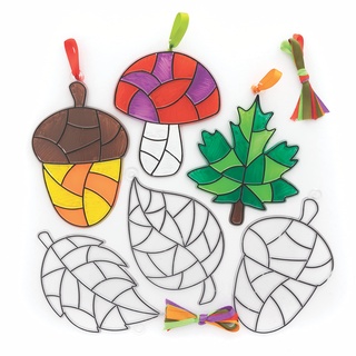 Baker Ross FE630 Herbst-Sonnenfänger Dekorationen – 10 Stück, Sonnenfänger für Kinder zum Dekorieren und Präsentieren, Basteln Sie Ihre eigenen Gartendekorationen