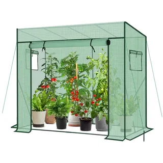 Sekey Tomatengewächshaus XL Tomaten Gewächshaus Foliengewächshaus Stabil Tomatenhaus Garten Winterfest 200*170/150*80 cm Grün
