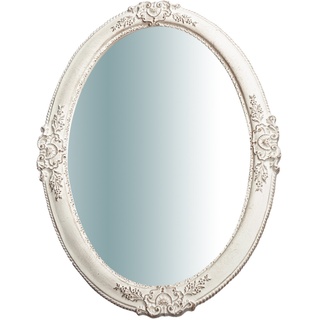 Biscottini Wandspiegel weiß 65x46 cm | Wandspiegel Vintage | Spiegel oval | Spiegel Wand