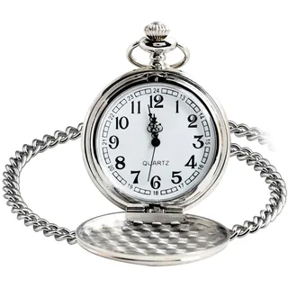 Klassische Taschenuhr für Herren mit Kette - Vintage Römische Ziffern Quarz Unisex