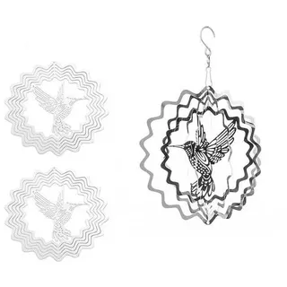 3 Stück Windspiel Garten Kolibri 100x100 mm Edelstahl Color-a