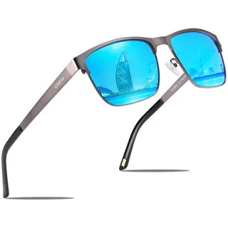 CARFIA Polarisierte Herren Sonnenbrille Metallrahmen UV 400 Fahrerbrille | Guter UV-Schutz, Sportbrille, Kategorie 3 Linse, Verstellbare Nasenpads, Nicht Drücken, Nickelfreie Metall, Stylisches Design - Einheitsgröße