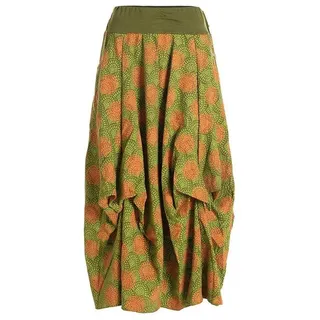 Vishes Maxirock Langer Damen Ballon-Rock Pump-Rock Baumwolle Blüten-Muster Retro Style, Sweat-Rock grün 34
