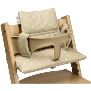 Meyco Baby Sitzverkleinerer Hochstuhl - BPA & PVC-frei - wasserfestes PU-Sitzkissen - leicht zu reinigen - Sitzauflage für div. Marken wie Stokke, Hauck etc. - Sweet Heart Sand/Soft Sand