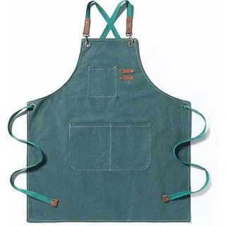 Kochschürze, Gartenschürze Aus Baumwoll-canvas Mit Großen Taschen Für Damen Und Herren, Küchenschürze, Robuste, Verstellbare Gartenschürze – Grün