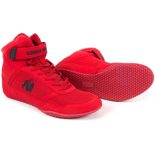 Gorilla Wear High Tops Red rot - schwarzes Logo - Bodybuilding und Fitness Schuhe für Damen und Herren, Rot - Schwarzes, 45 EU