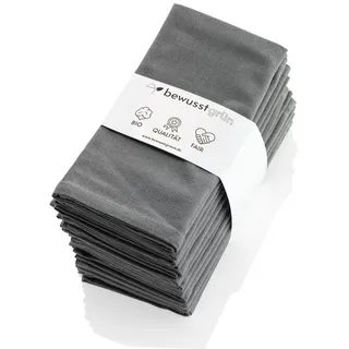 BewusstGrün Stoffserviette 12 Nachhaltige & Faire Stoffservietten, (45 x 45 cm, 12 St., Set Servietten Stoff aus 100% Bio-Baumwolle), Aufwertung des gemeinsamen Esstisches für Anlässe und Alltag grau
