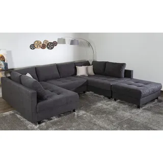 Wohnlandschaft COLLECTION AB "Toni U-Form, B: 298 cm, XXL-Liegefläche mit Hocker 3 Stoffqualitäten", anthrazit, B:298cm H:44cm T:184cm, 100%Polyester, Sofas, Wohnlandschaft, Set: Sofa & Hocker, 3 Zierkissen, Federkern, Topseller