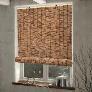 Bambus Rollo Jalousine für Fenster 30-280cm Breit 30-280cm Lang Natur Bambus Rollo Lichtdurchlässig für Garten Terrasse Verdunkelnd Innenrollo Bambus Außenrollo, Einfache Installation