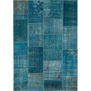 Vintage Teppich Patchwork 120 x 180 cm Mischgewebe Blau