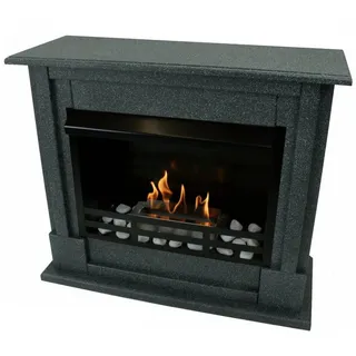 Kaminbau Mierzwa Echtfeuer-Dekokamin Emily (Deluxe, Brenngel & Bio-Ethanol Kamin inkl. regulierbarer Brenner & Zubehör), Farbwahl, Gelkamin, Ethanolkamin, Kaminofen, Bodenkamin schwarz