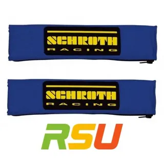 Schroth Gurt-Zubehoer - 2" Gurtpolster blau mit schwarz/gelbem SCHROTH RACING Logo