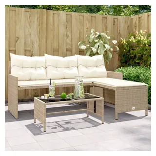 vidaXL Gartensofa in L-Form Loungesofa beige