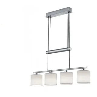 TRIO Leuchten LED Pendelleuchte, Dimmfunktion, LED wechselbar, Warmweiß, Zugpendelleuchten höhenverstellbar, Stoff-lampe hängend, Breite 80cm weiß 80 cm x 95 cm x 12 cm
