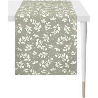 APELT Tischläufer APELT "3625 Christmas Elegance, Jacquardgewebe, Weihnachtsdeko, Weihnachten", grau (taupe, silberfarben), B:48cm L:140cm, Polyester, Viskose, Tischdecken, mit glänzenden Fäden