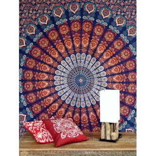 Tagesdecke Boho-Style Wandbehang, indische Tagesdecke.., Guru-Shop blau