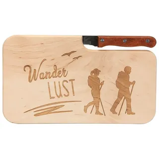 Spruchreif® Schneidebrett Brotzeitbrett · Holzbrett mit Gravur und Messer · Geschenke Wanderer