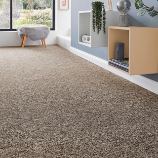 ANDIAMO Teppichboden "Schlinge Matz" Teppiche meliert, Breite 400 cm oder 500 cm, strapazierfähig & pflegeleicht Gr. B/L: 400 cm x 1200 cm, 6 mm, 1 St., braun (braun, schwarz) Teppichboden