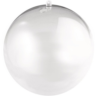 Rayher Plastik-Kugel, 2teilig, 18 cm ø, Kunststoff-Kugel zum Befüllen, transparent, Acrylkugel mit Aufhänge-Öse, Deko-Kugel durchsichtig, Weihnachtskugel zweiteilig, 3946337