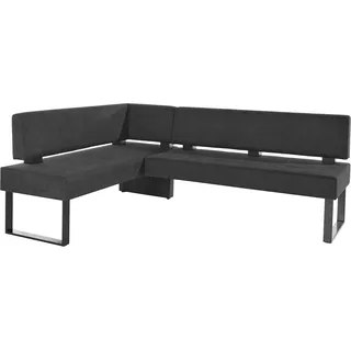 OTTO home Eckbank OTTO HOME "Oliver mit Metallgestell, Küchenbank", schwarz (schwarz, schwarz), B:220cm H:89cm T:160cm, Holzwerkstoff, Massivholz, Polyester, Sitzbänke, Eckbank, verschiedene Bezüge Cord Esszimmerbank OTTOs Choice