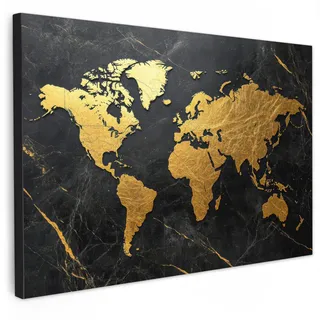 onlywow Leinwandbild, Weltkarte | Gold, - Marmor XXL 150x100 cm