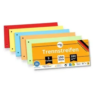perfect-line Trennstreifen farbig sortiert, 180g/m2 Karton, 24 x 10,5 cm, 100 Stück